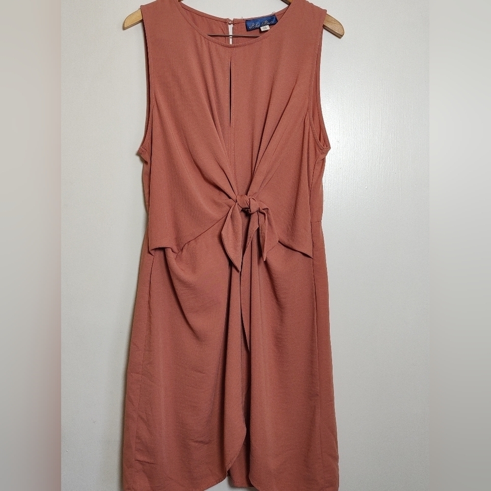 Blue Rain Elegant Midi Sleeveless Dress With Tulip Hem And Tie Waist